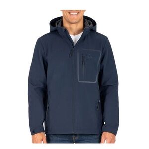Gerry Men’s Softshell Jacket Removable hoodie Bounded Fleece Blue